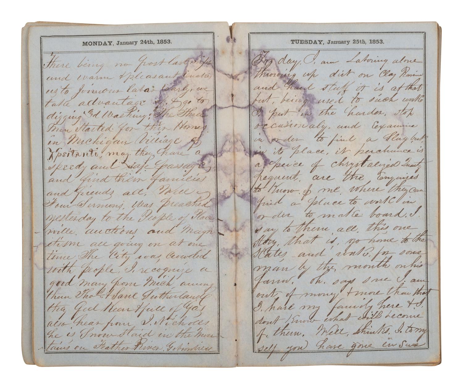 [GOLD RUSH]. Extensive California Gold Rush archive of William J. Jewell (1818-1885) including letters, diaries, and photographs, ca. 1852-1853.