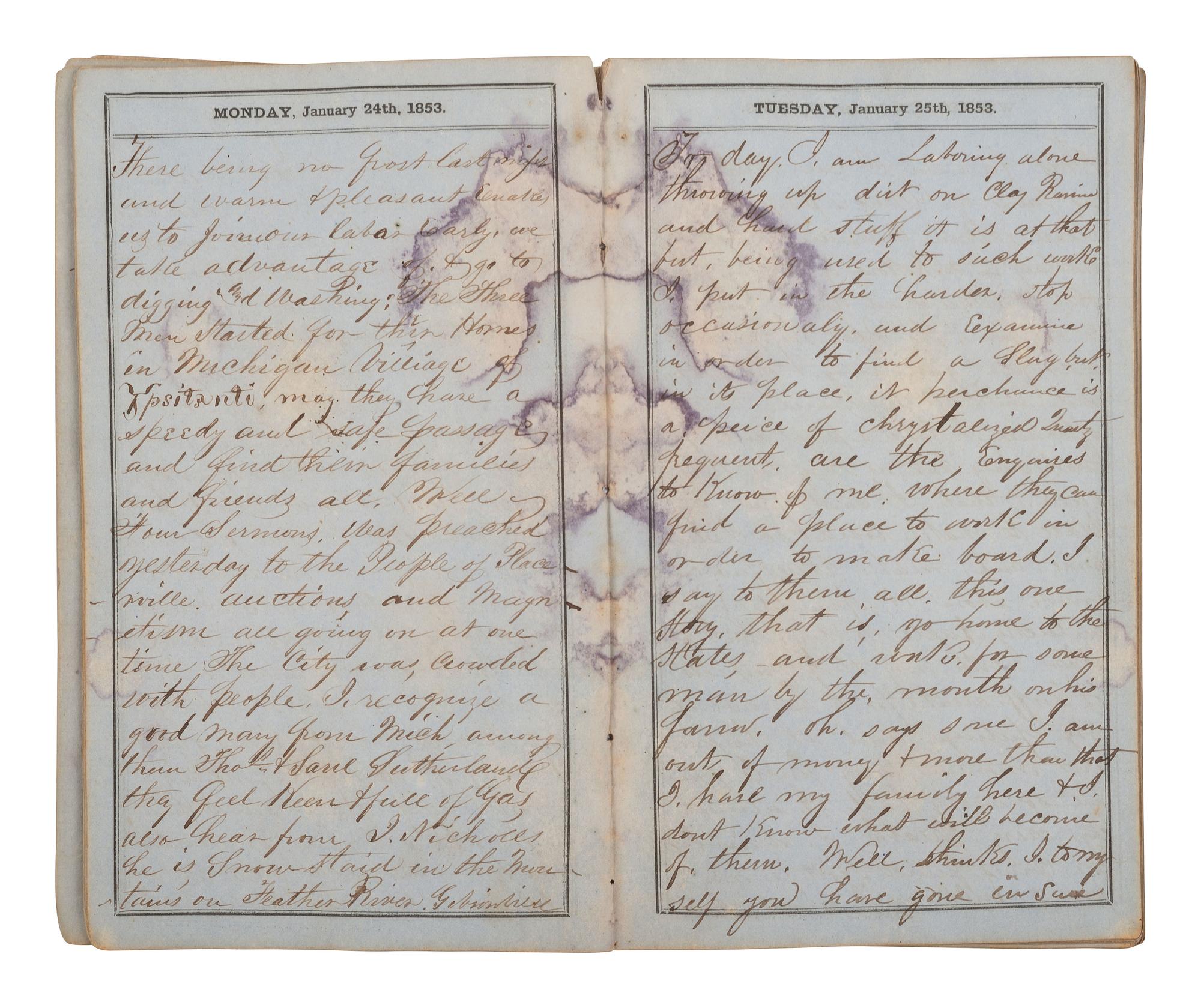 [GOLD RUSH]. Extensive California Gold Rush archive of William J. Jewell (1818-1885) including letters, diaries, and photographs, ca. 1852-1853.