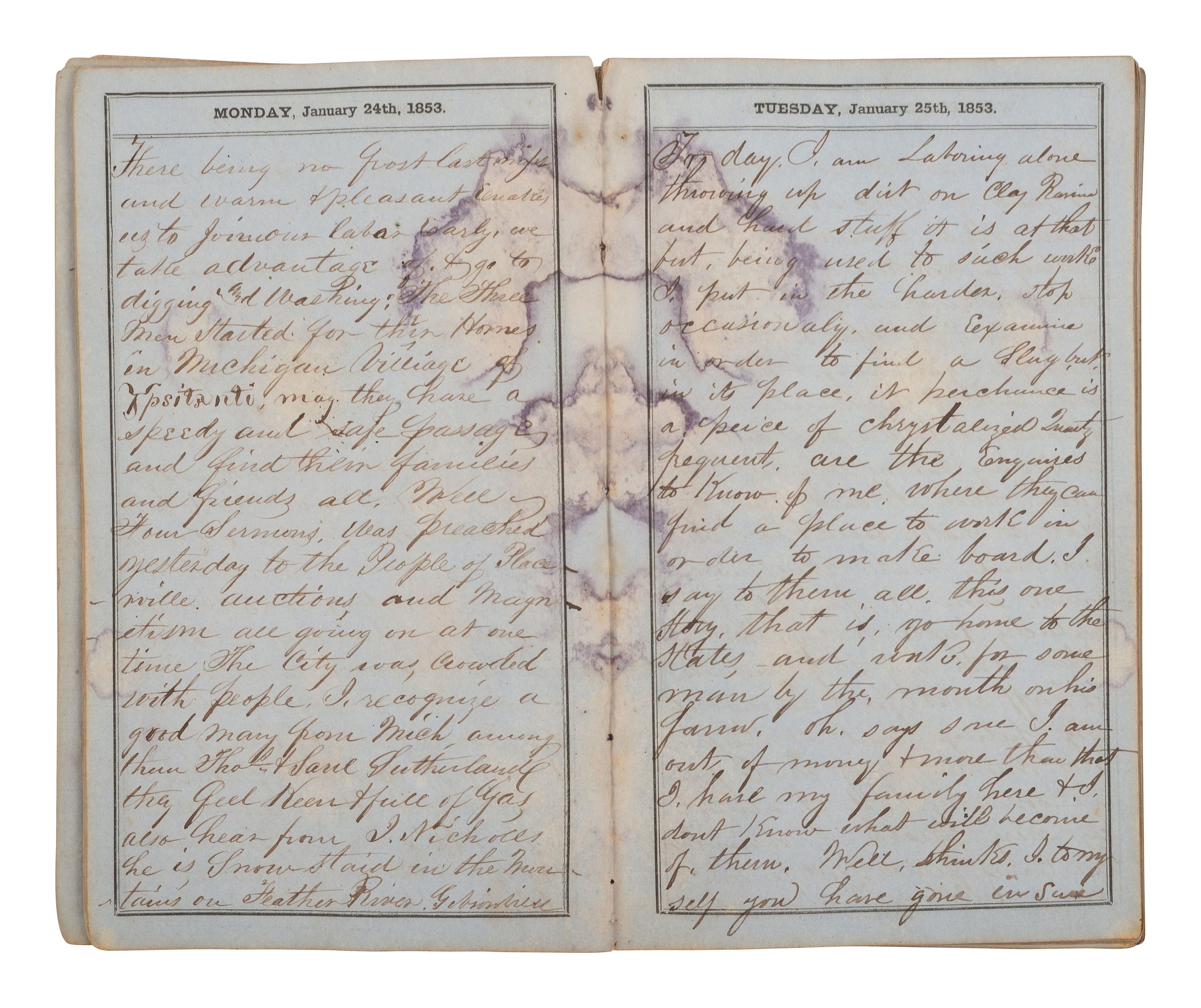 [GOLD RUSH]. Extensive California Gold Rush archive of William J. Jewell (1818-1885) including letters, diaries, and photographs, ca. 1852-1853.
