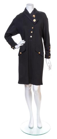 A Chanel Black Wool Dress, No size.