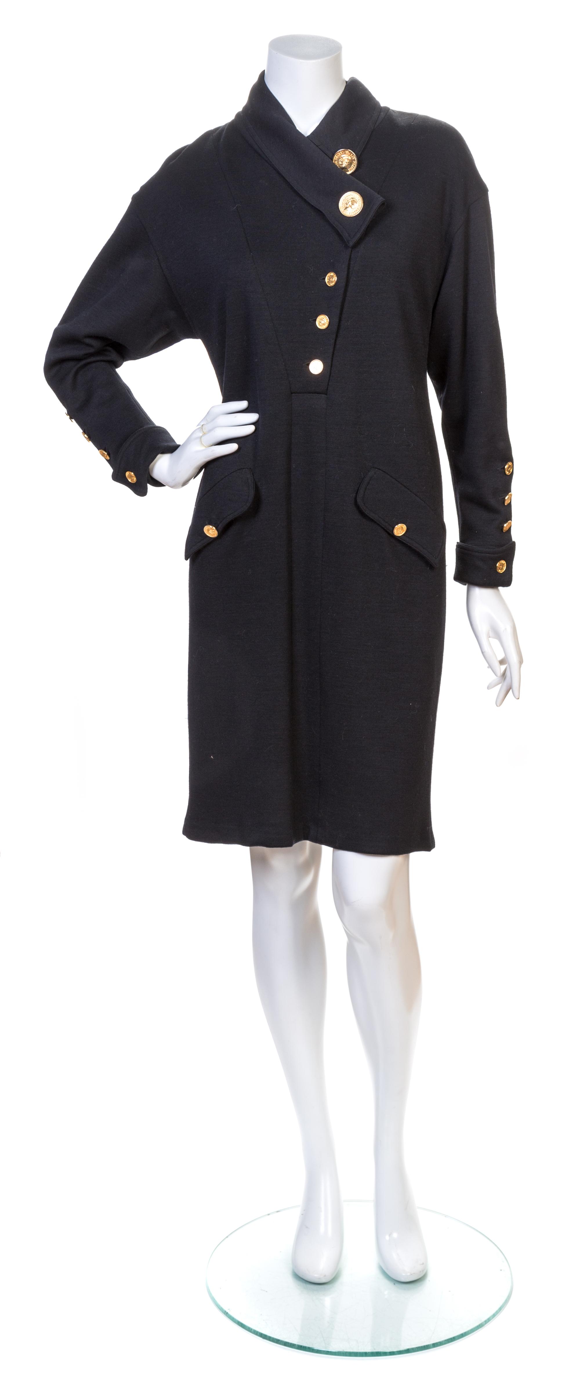 A Chanel Black Wool Dress, No size.