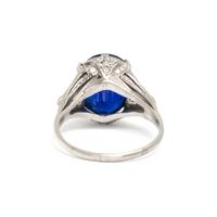 PLATINUM, UNHEATED SAPPHIRE AND DIAMOND RING