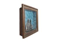 A Painted Wood Ship Diorama