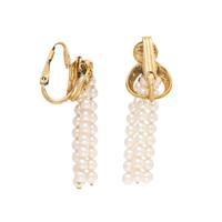 Seed Pearl, Diamond, and Yellow Gold Earrings