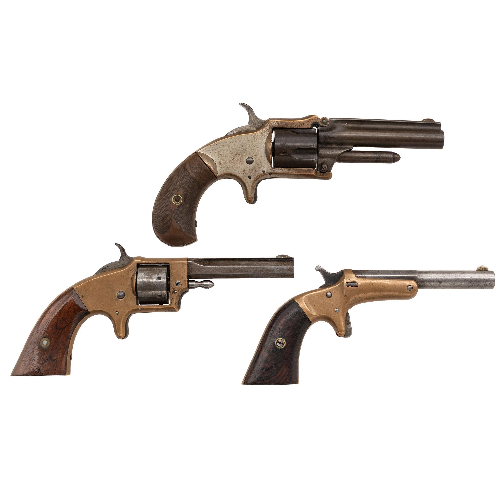 Three 19th Century Cartridge Pocket Pistols Including: Rollin White, J. Stevens, and Marlin