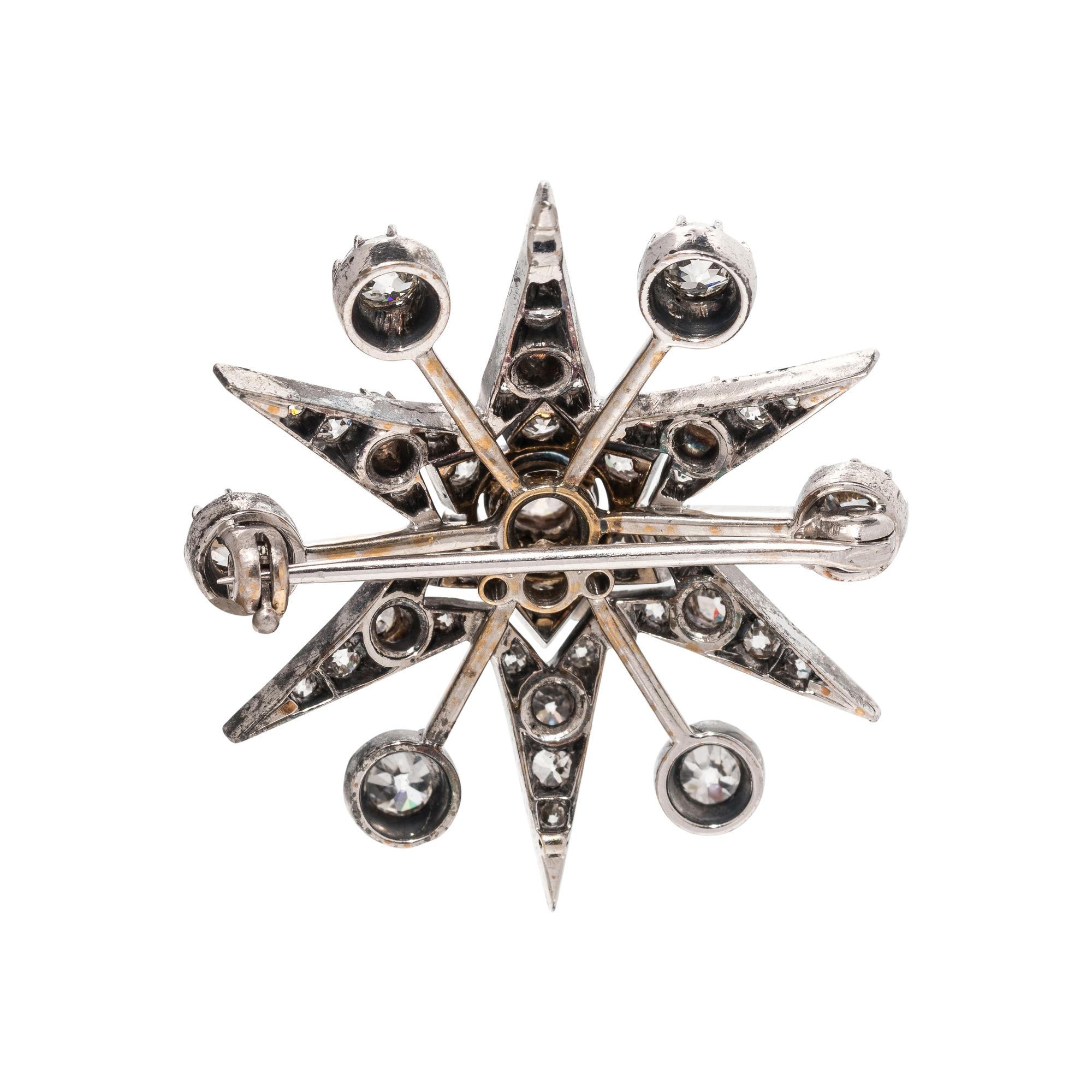 ANTIQUE, DIAMOND STARBURST BROOCH