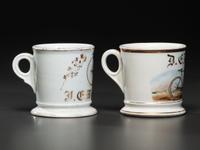 Two Cyclist's Porcelain Shaving Mugs