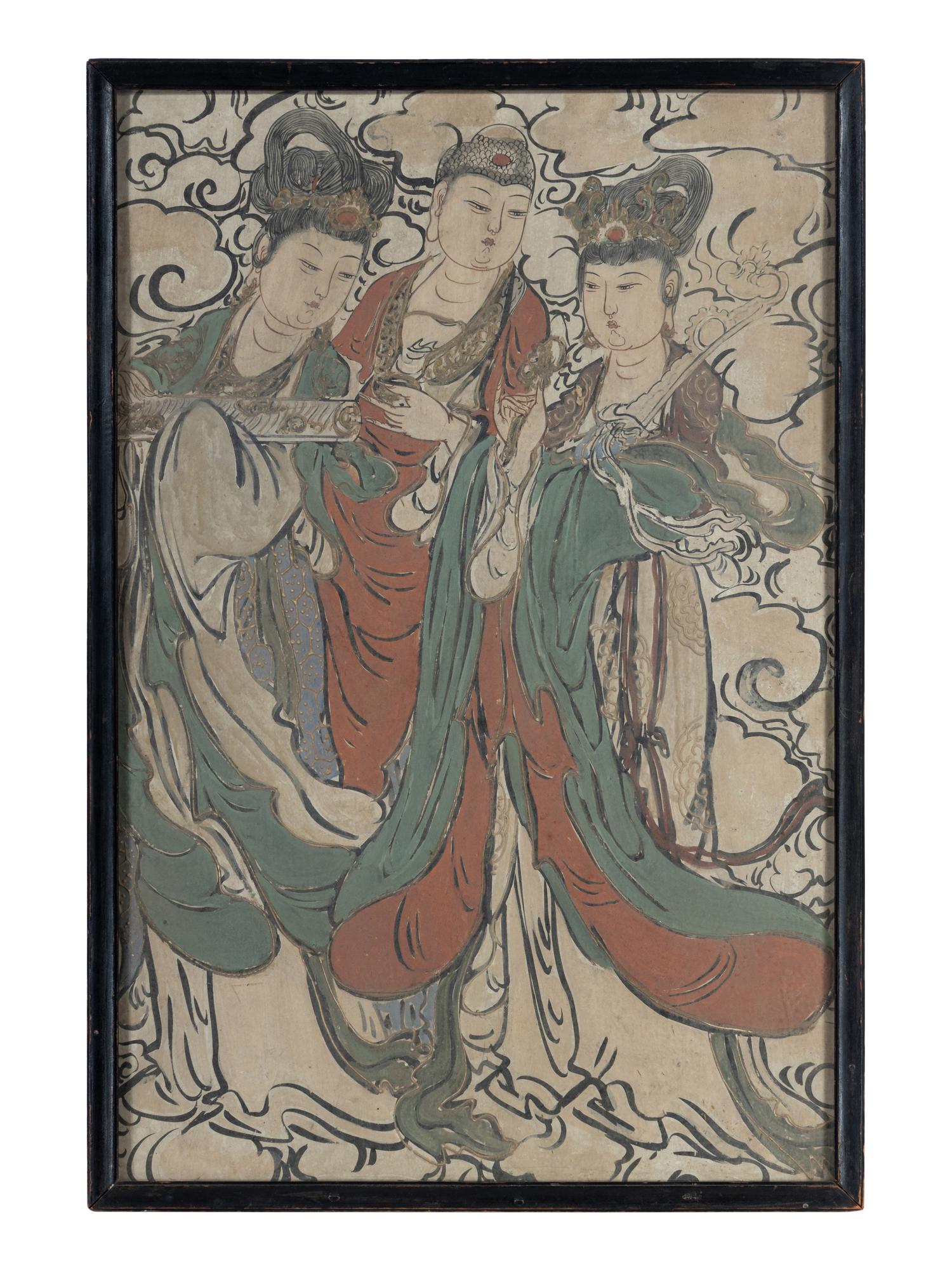 A Chinese Stucco Fresco Painting