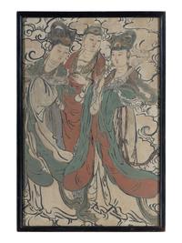 A Chinese Stucco Fresco Painting