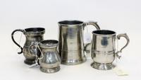 A Group of Four Pewter Mugs Height of first 6 inches. — 18TH/19TH CENTURY