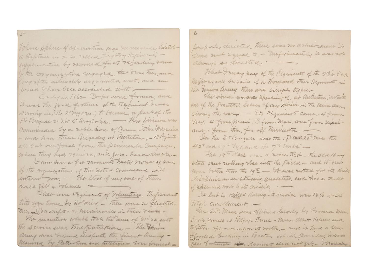 [CIVIL WAR]. 24pp speech written post-war by 2nd NY State Militia veteran, regarding Antietam.