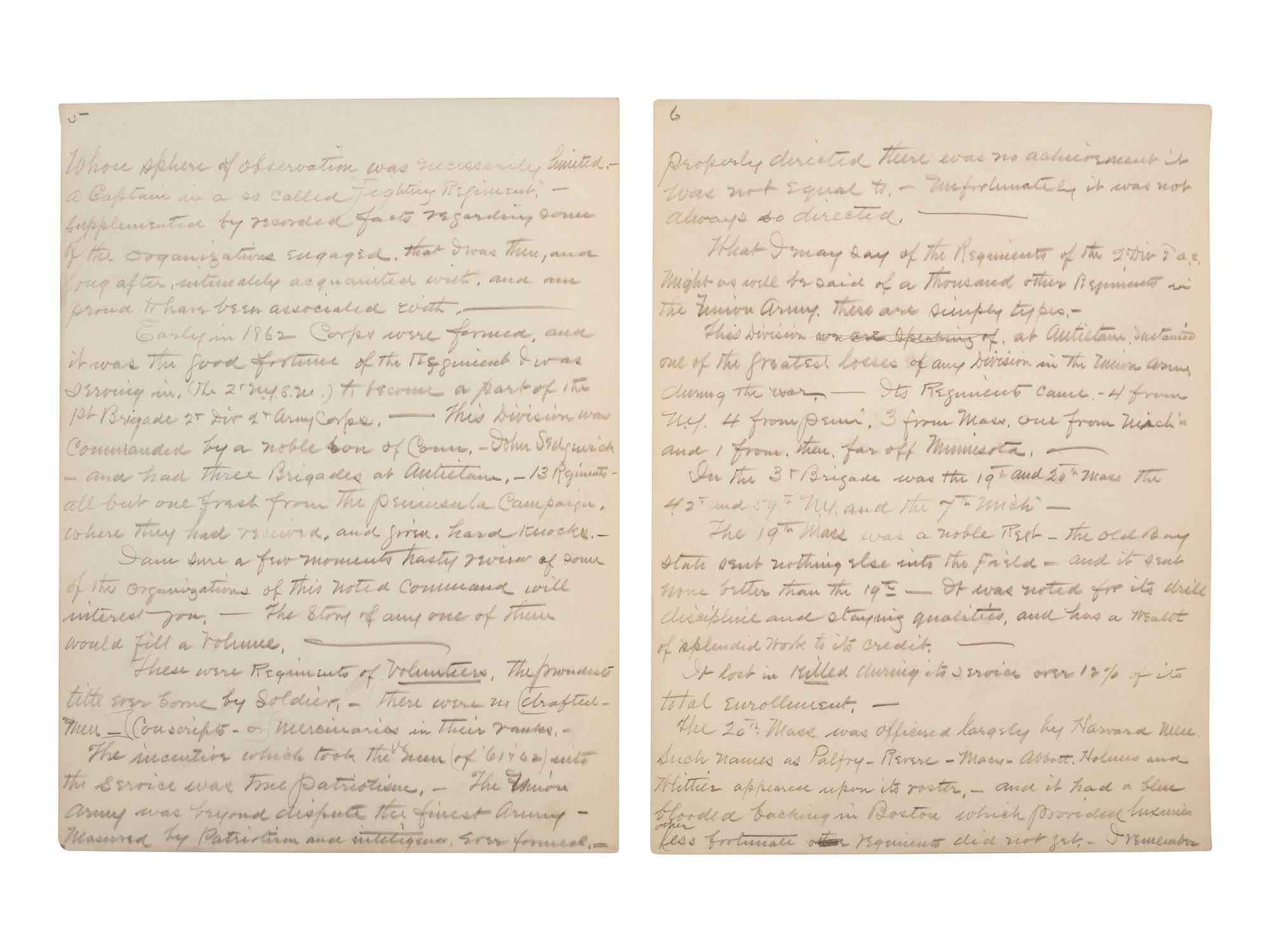[CIVIL WAR]. 24pp speech written post-war by 2nd NY State Militia veteran, regarding Antietam.