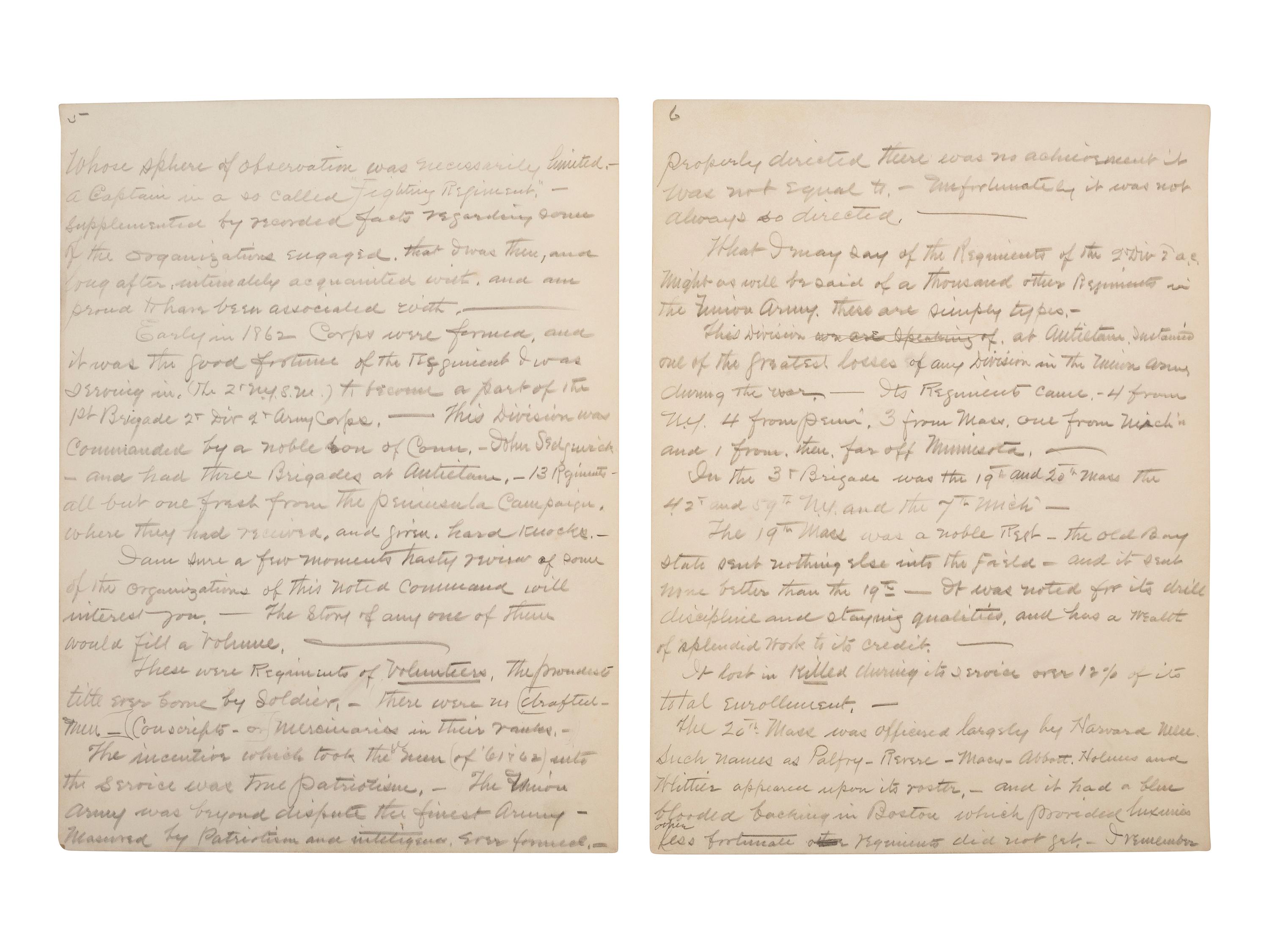 [CIVIL WAR]. 24pp speech written post-war by 2nd NY State Militia veteran, regarding Antietam.