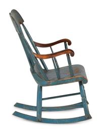 A Classical Blue-Painted and Stencil Decorated Child's Hitchcock Rocking Chair
