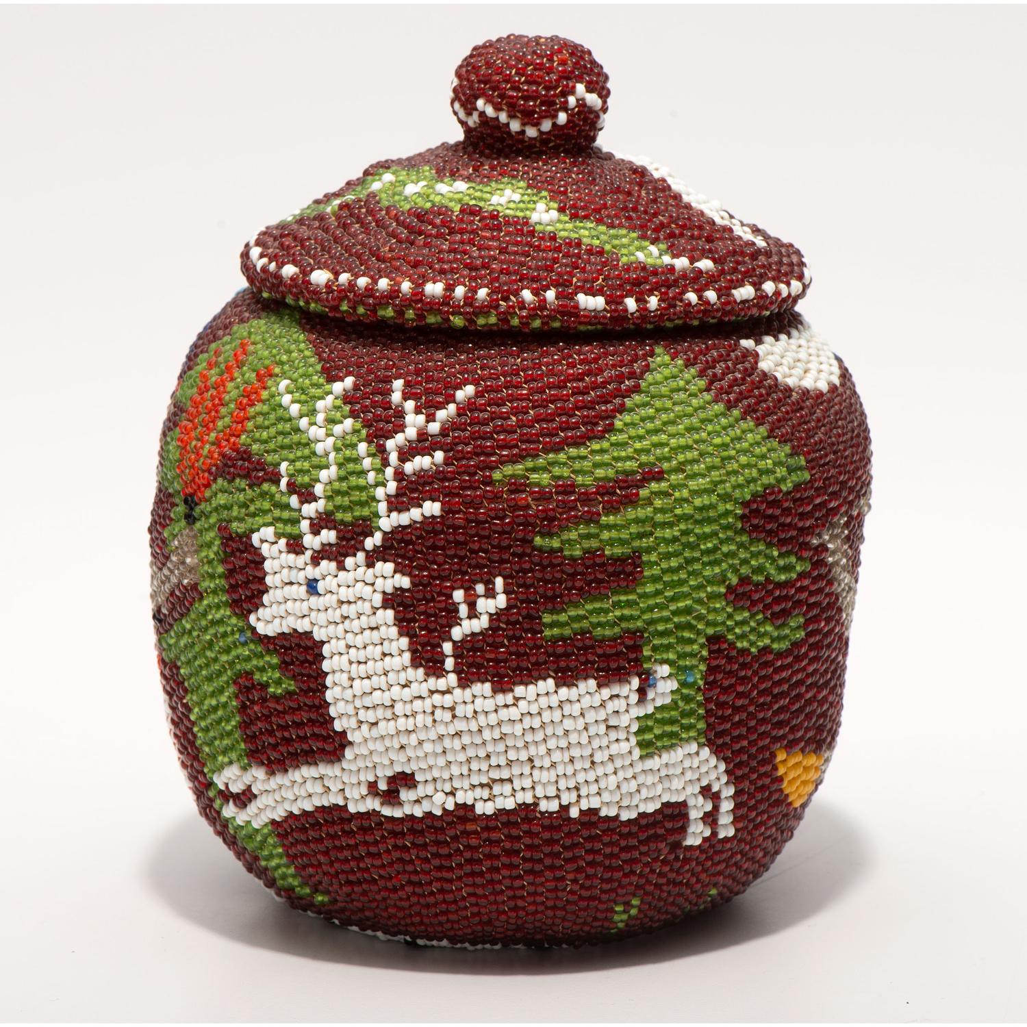 Paiute Pictorial Beaded Basket