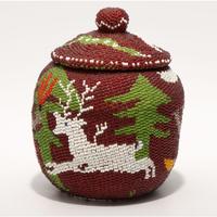 Paiute Pictorial Beaded Basket