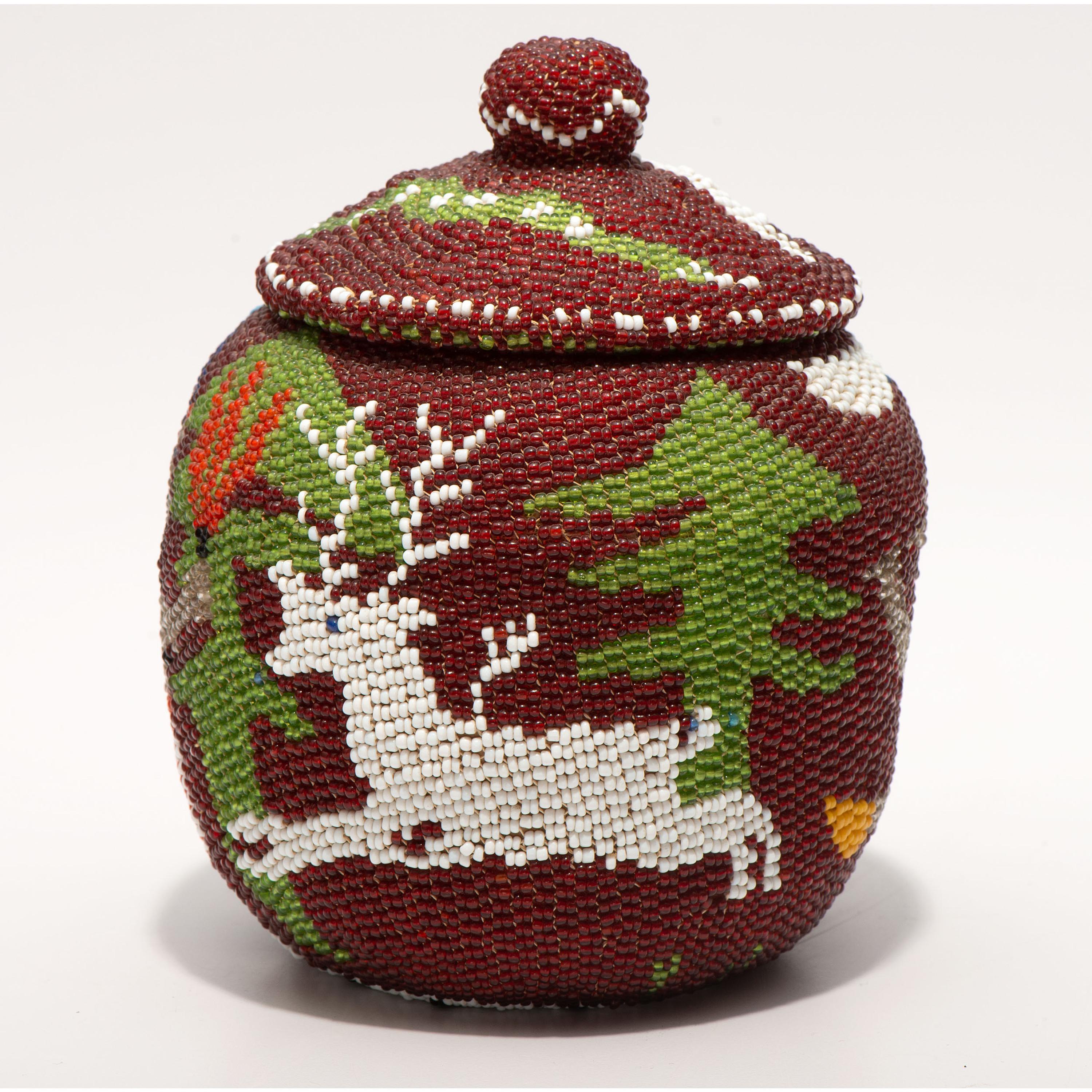Paiute Pictorial Beaded Basket