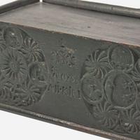 An assorted collection of nine carved and paint-decorated boxes and busk; American and Northern European, 18th / 19th century