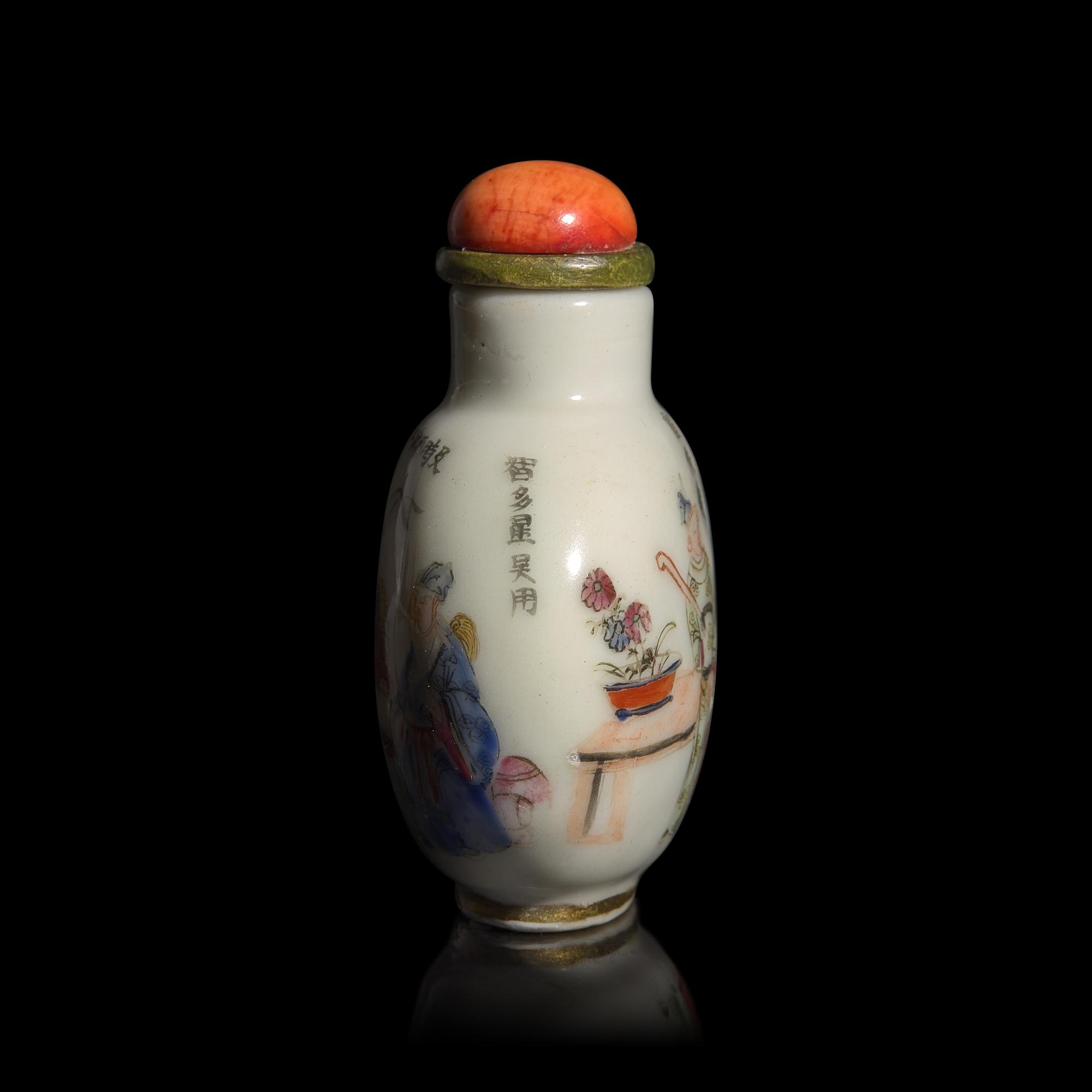 A Chinese Famille Rose Decorated "Water Margin" Snuff Bottle, Daoguang Mark and Likely of the Period