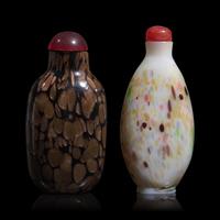Two Chinese Multi-Colored Glass Snuff Bottles