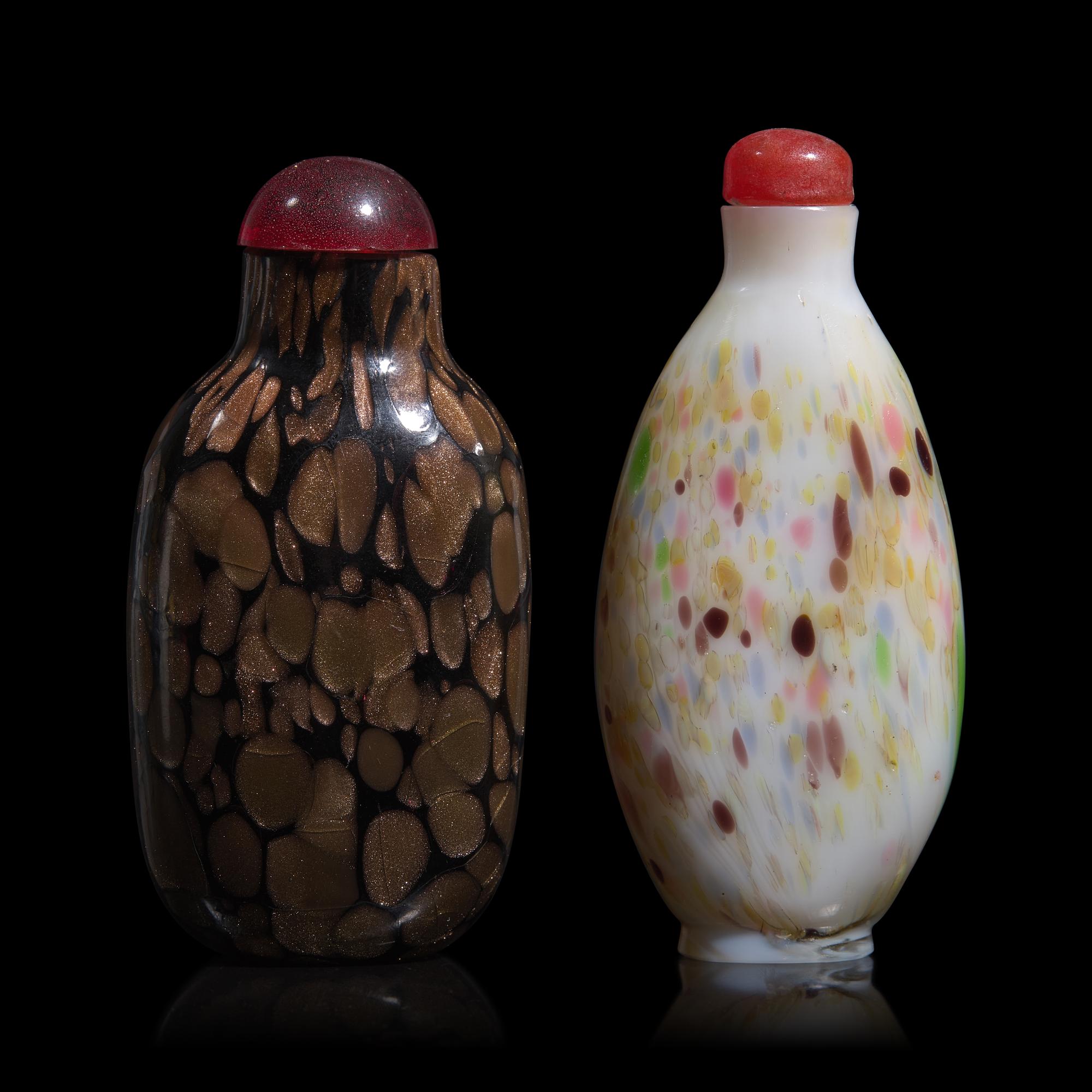 Two Chinese Multi-Colored Glass Snuff Bottles
