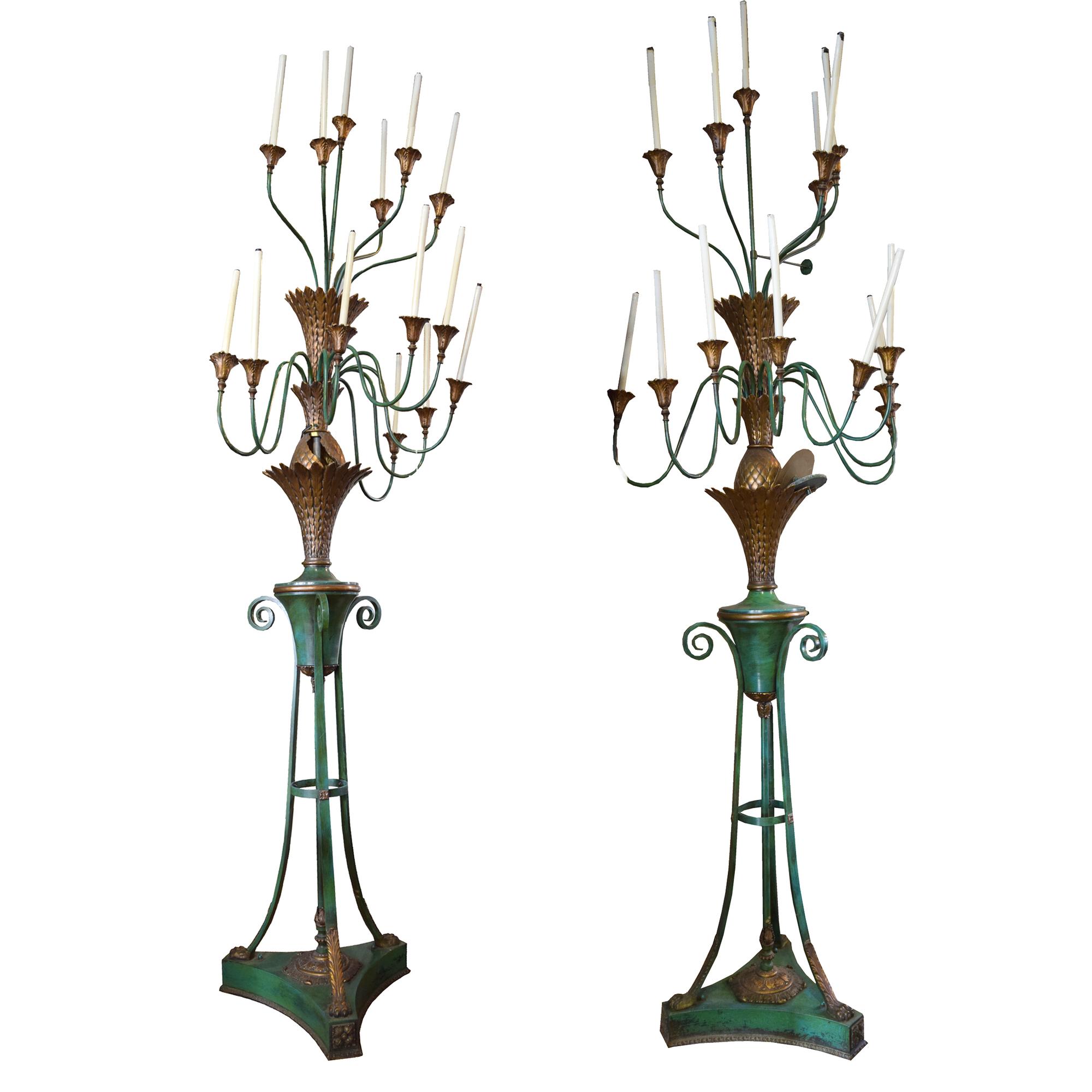 A Pair of Multi-Arm Torchieres 38" W x 25" D x 126" H — United States, 20th Century