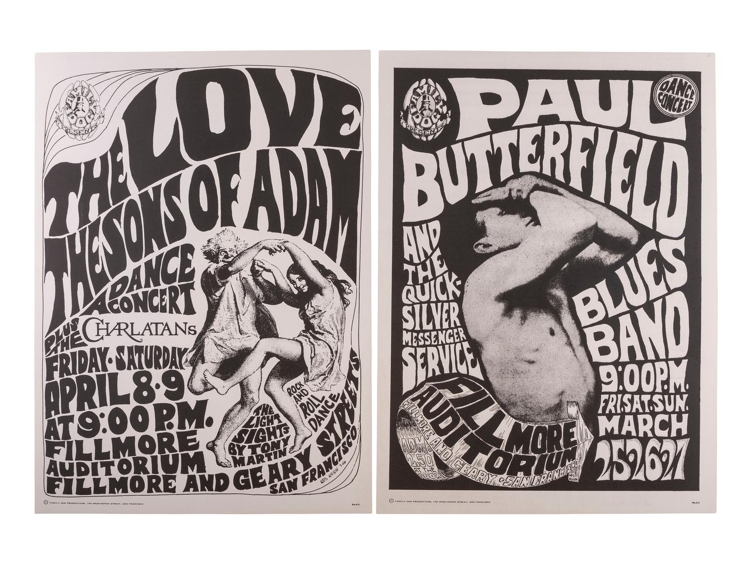 [MUSIC] -- [POSTERS]. WILSON, Wes and HELMS, Chet, artists. A group of 8 Family Dog posters from 1966, comprising: