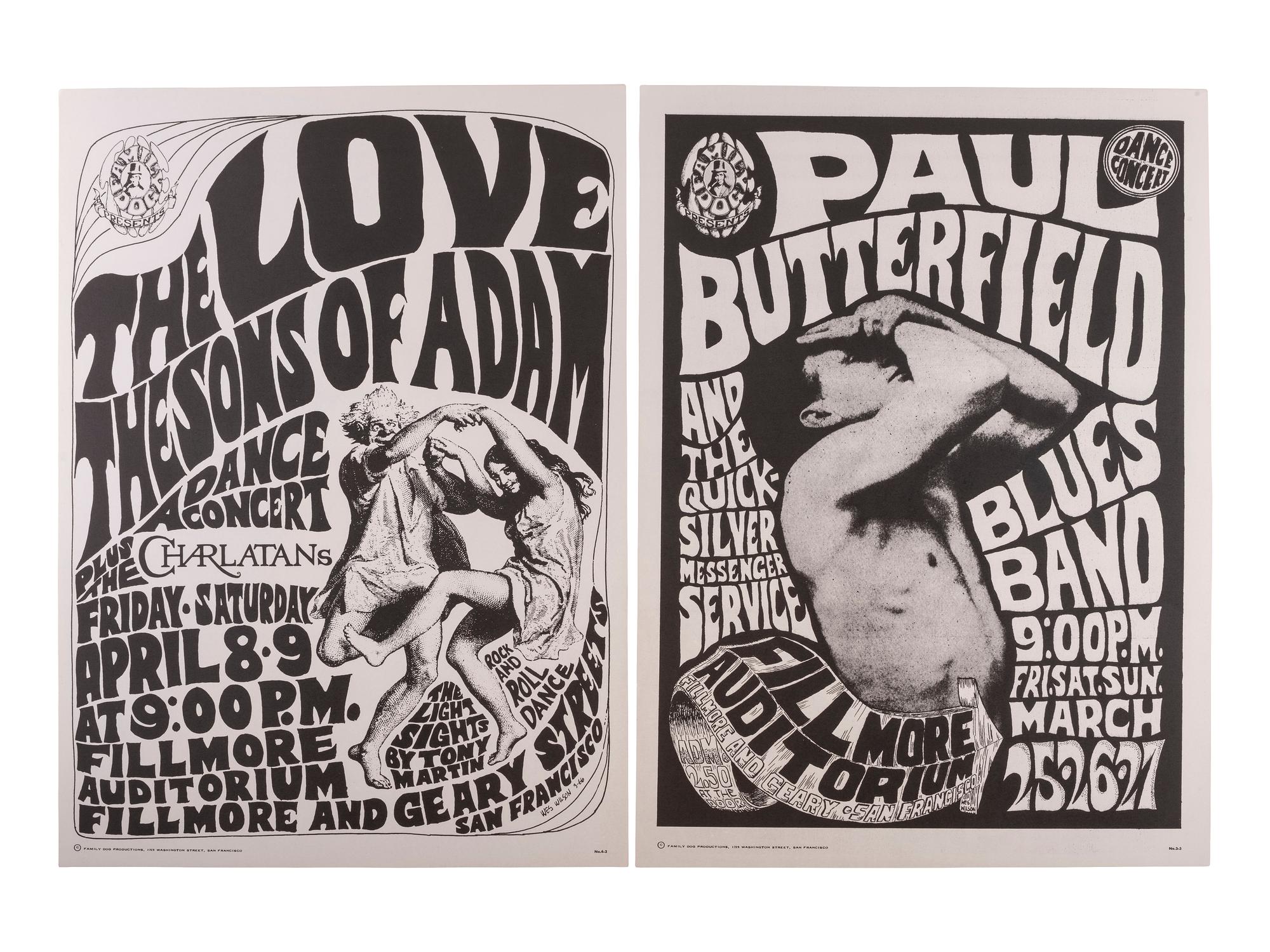 [MUSIC] -- [POSTERS]. WILSON, Wes and HELMS, Chet, artists. A group of 8 Family Dog posters from 1966, comprising: