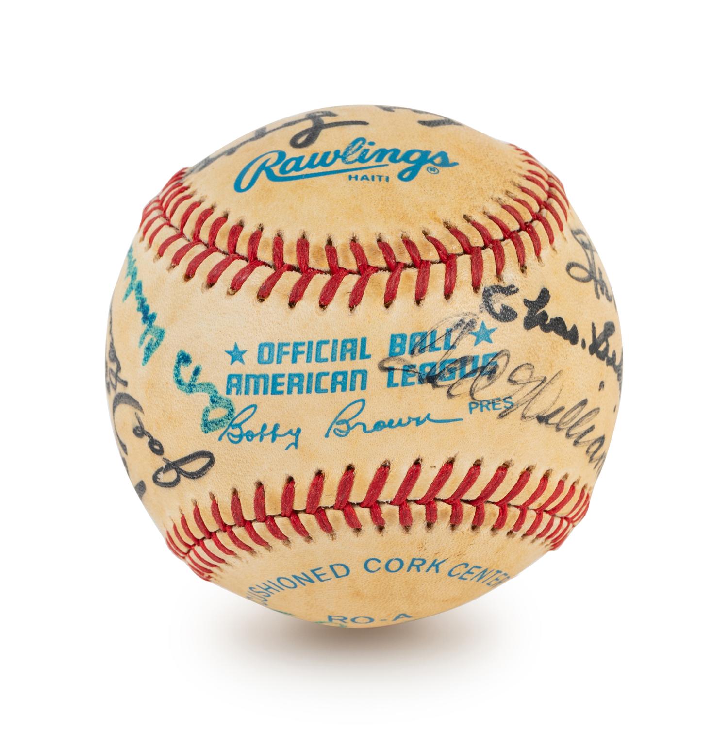A Multi Signed Baseball Comprised of 16 Deceased Hall of Famers Including Ted Williams, (BAS Beckett Authentication Services Certified),