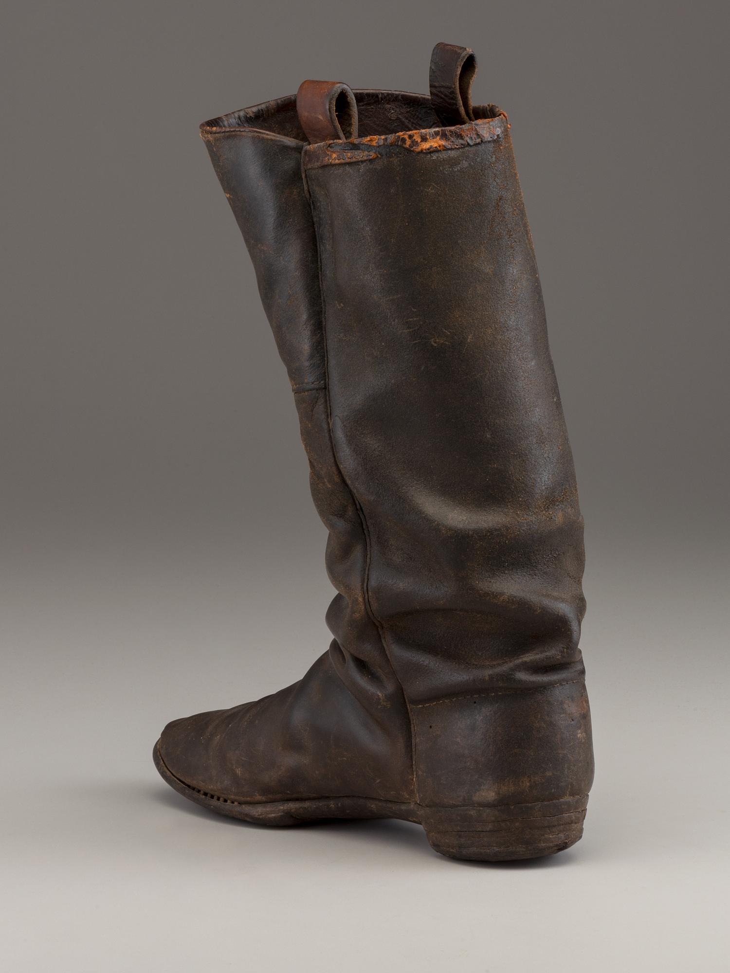 [CIVIL WAR]. Crutch with carved initials and boot.