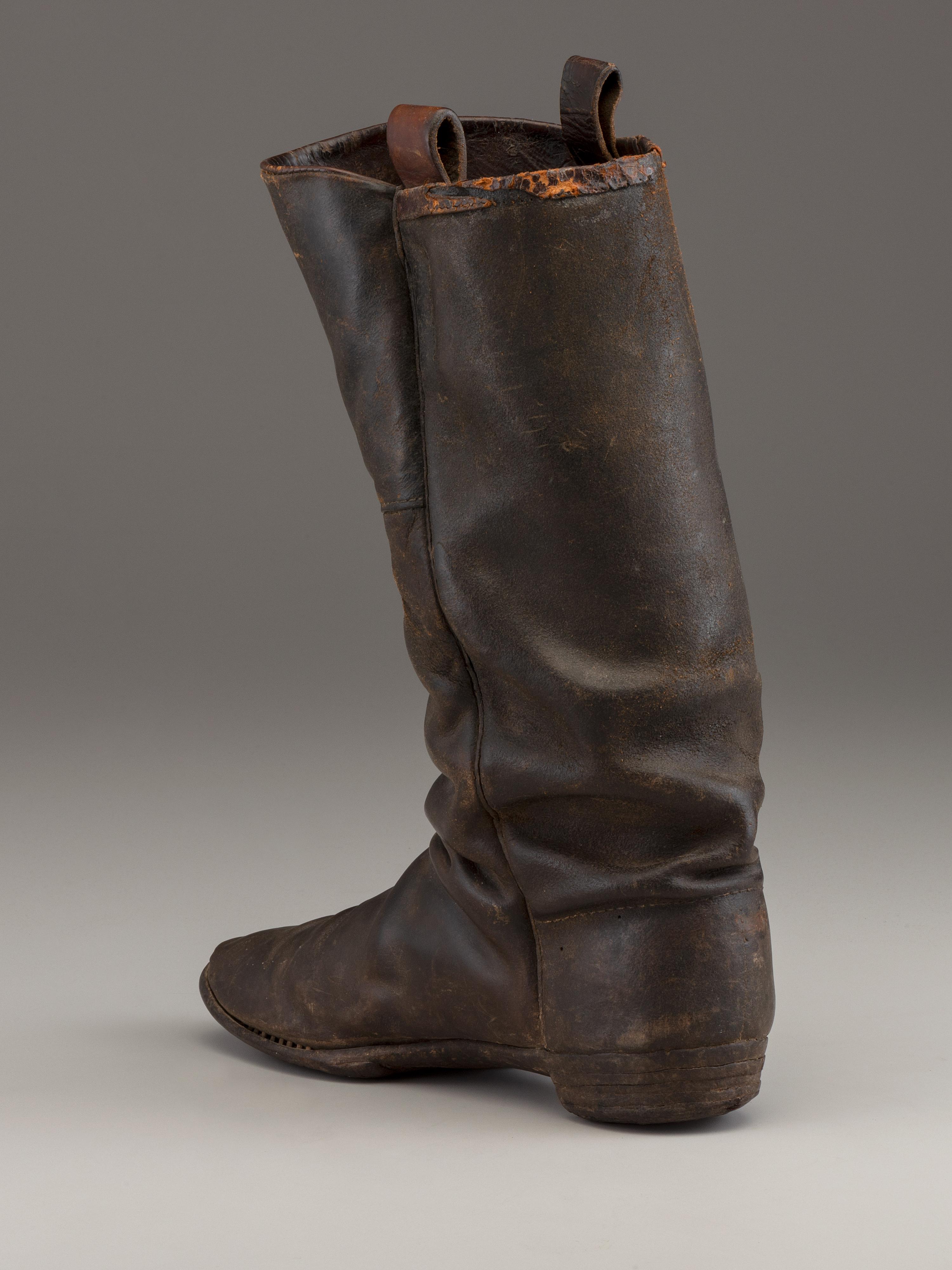 [CIVIL WAR]. Crutch with carved initials and boot.