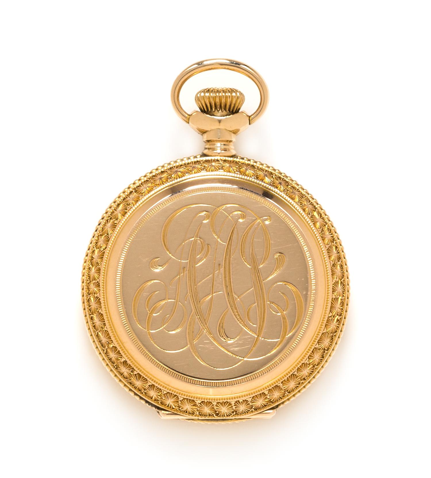 A 14 Karat Yellow Gold Hunter Case Pocket Watch, Elgin for C.D. Peacock, Circa 1904, 23.60 dwts.