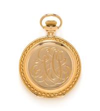 A 14 Karat Yellow Gold Hunter Case Pocket Watch, Elgin for C.D. Peacock, Circa 1904, 23.60 dwts.