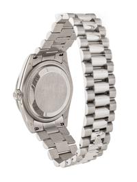 ROLEX, REF. 118206 PLATINUM 'DAY-DATE' WATCH WITH ROLEX FACTORY DIAMOND BEZEL AND FACTORY DIAMOND DIAL, BOX & PAPERS