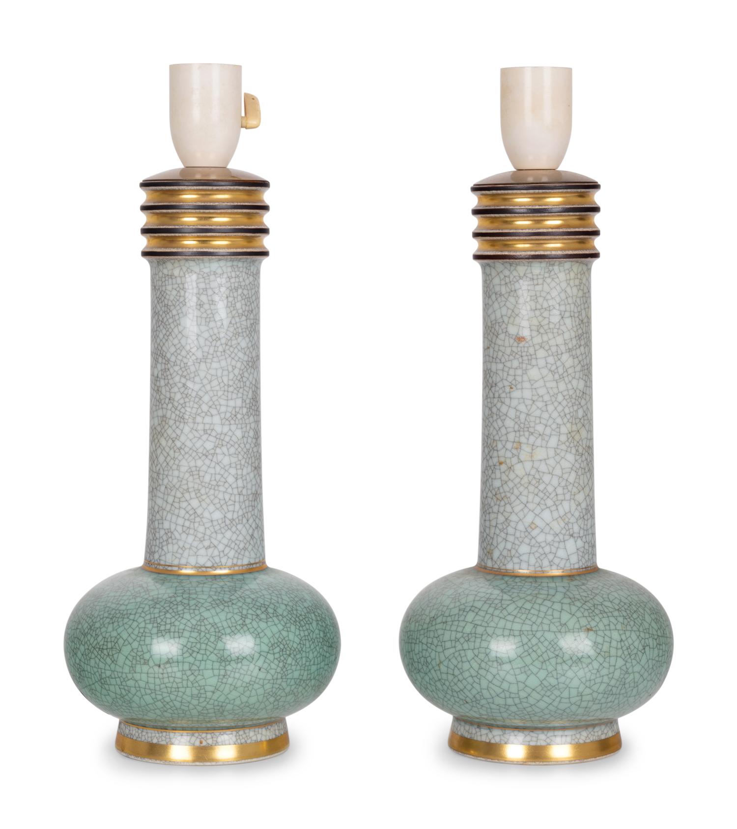 Pair of Crackle-Glaze Table LampsRoyal Copenhagen, Denmark c 1935