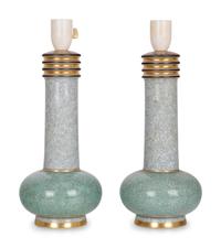 Pair of Crackle-Glaze Table LampsRoyal Copenhagen, Denmark c 1935