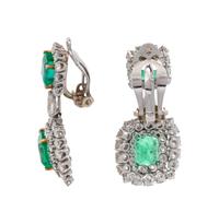EMERALD AND DIAMOND EARCLIPS
