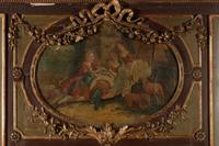 A Louis XVI Style Painted and Parcel Gilt Trumeau Mirror