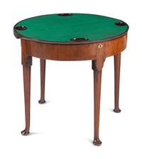 A George I Walnut Demilune Game Table