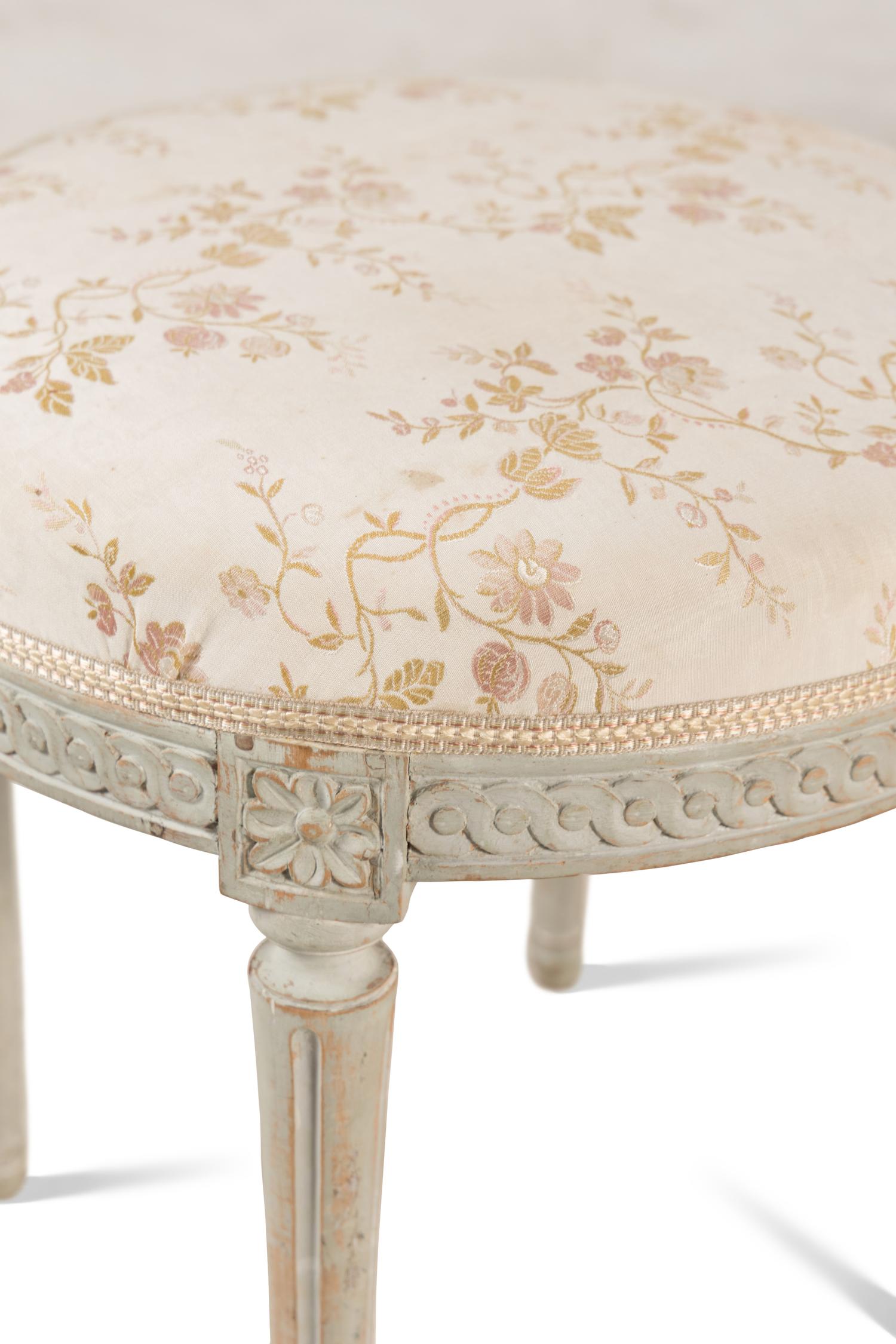 A Pair of Louis XVI Grey-Painted Tabourets