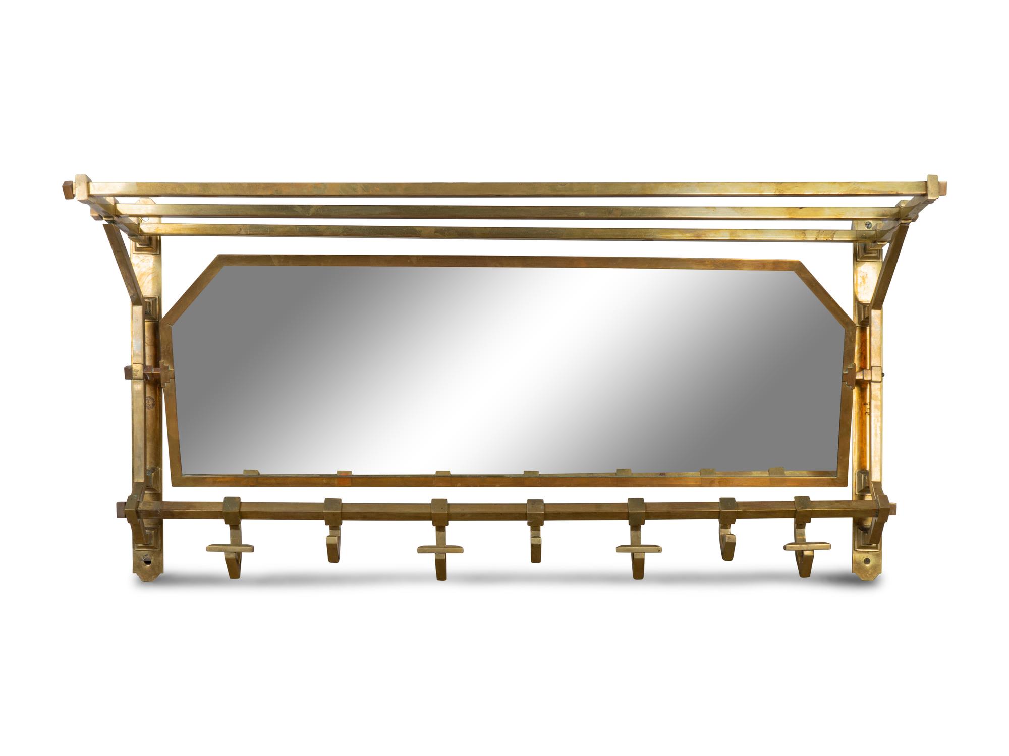An Art Deco Brass Railway Car Coat Rack — 20TH CENTURY