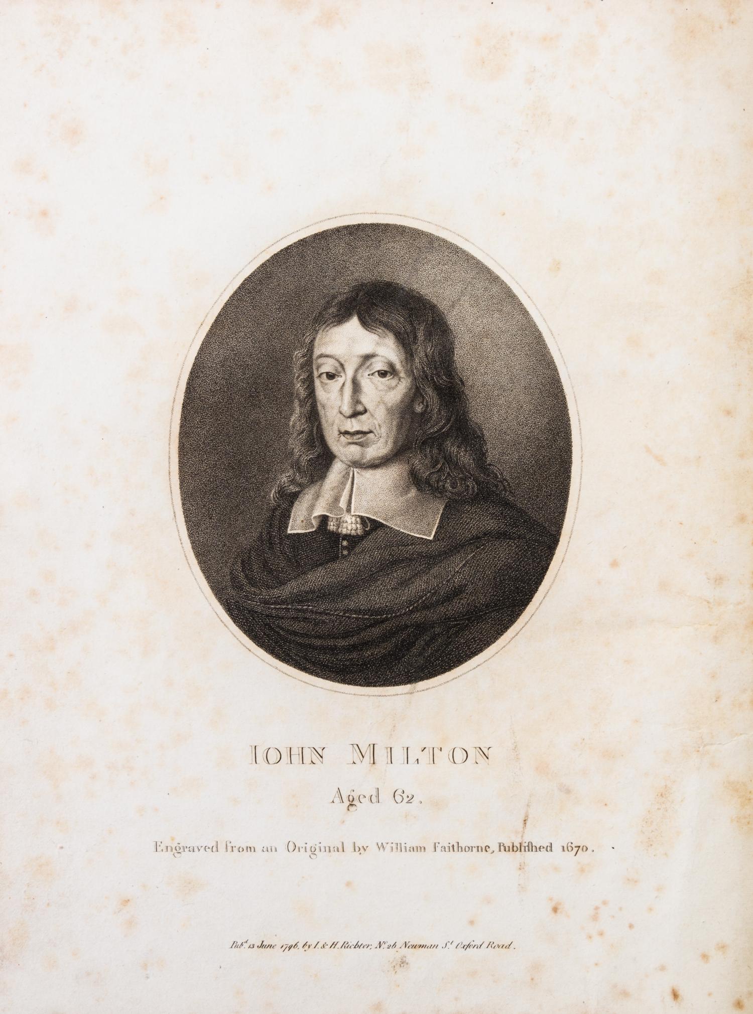 MILTON, JOHN. Paradise Lost: A Poem, in Twelve Books. London, 1794. 2 vols. With 12 plates.