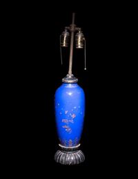 A Chinese Gilt Decorated Powder Blue Glazed Porcelain Vase