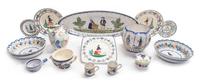A Collection of Quimper Pottery Table Articles Length of tray 24 inches.