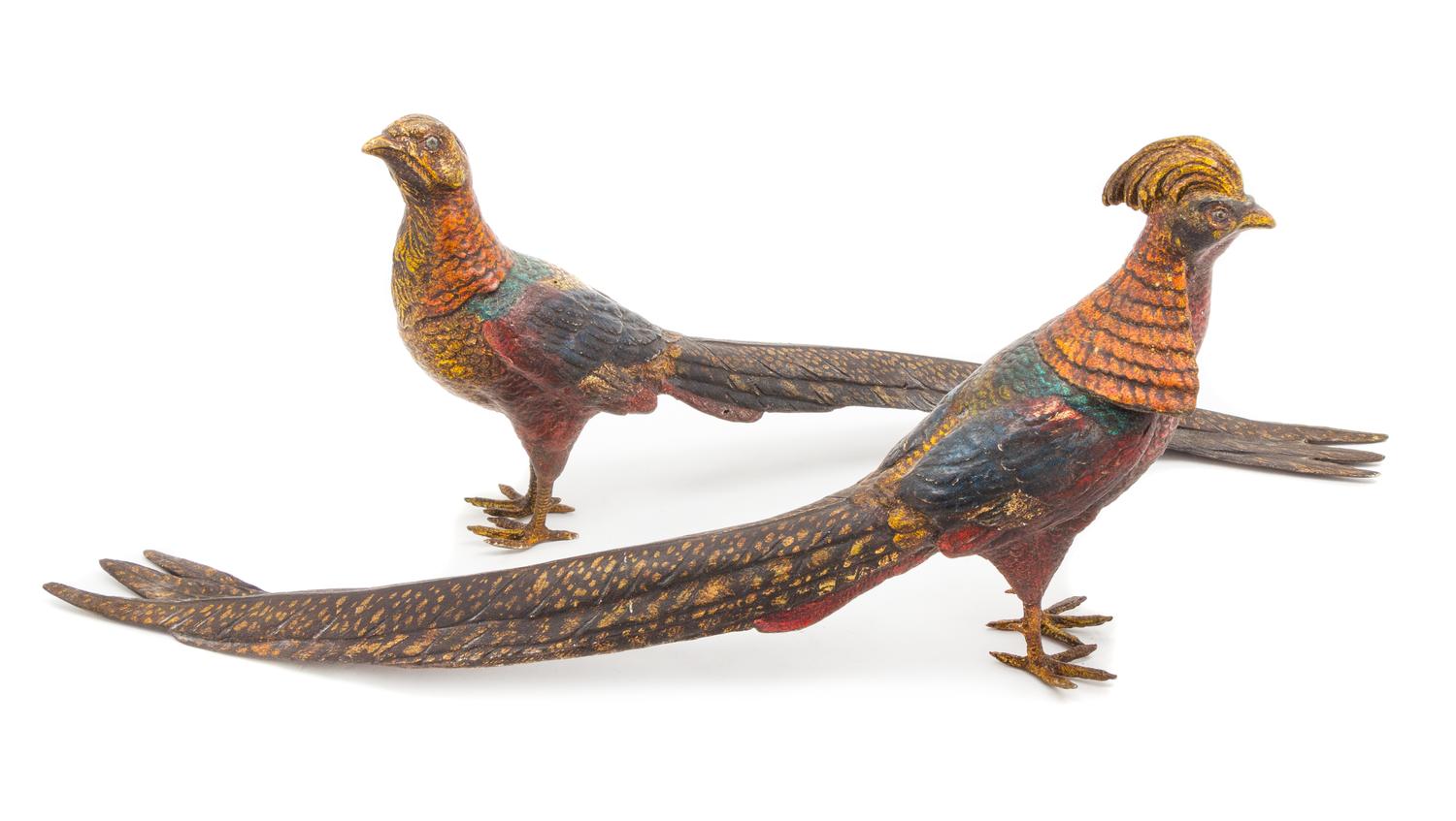 A Pair of Austrian Cold Painted Bronze Figures Length of longer 15 inches. — EARLY 20TH CENTURY