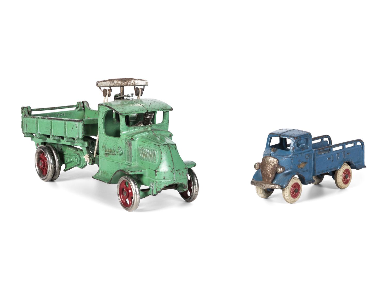 Two Arcade Painted Cast Iron Toy Trucks