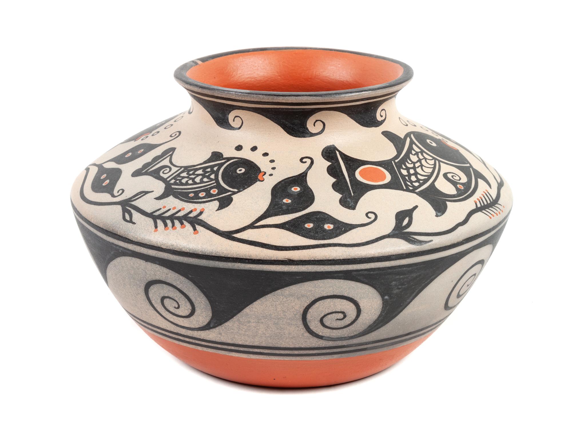 Polychrome Pottery Jar, with Underwater Scene