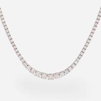 A Diamond and 18K White Gold Rivière Style Necklace