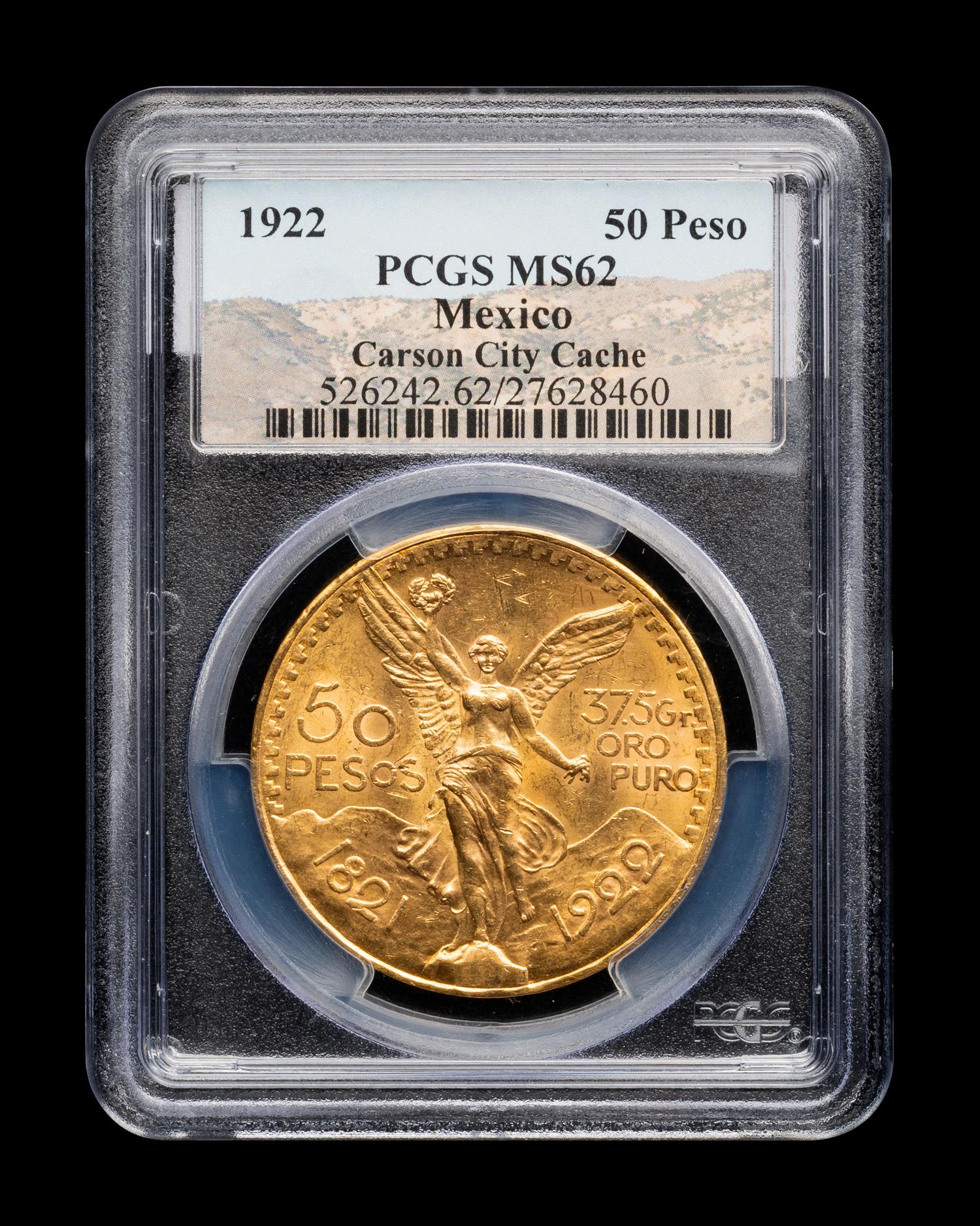 [MEXICO] A 1922 Carson City Cache 50 Peso Gold Coin (PCGS MS62)