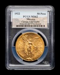 [MEXICO] A 1922 Carson City Cache 50 Peso Gold Coin (PCGS MS62)